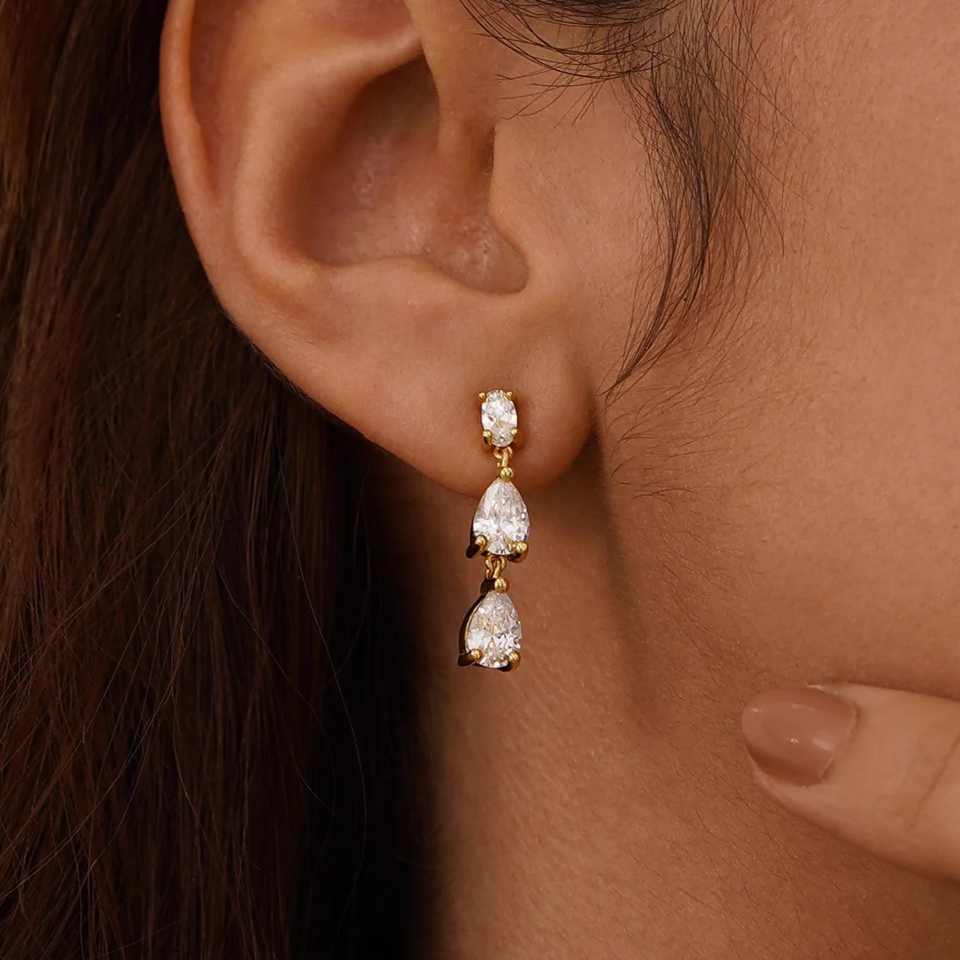 Bridesmaid CZ Teardrop Earrings