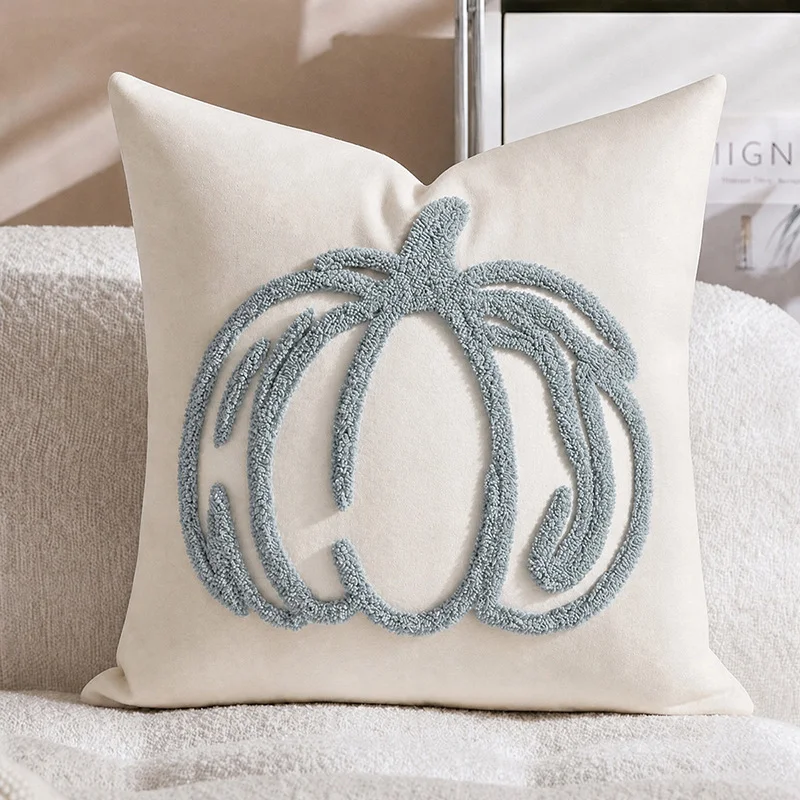 Pumpkin Embroidered Pillow Cover