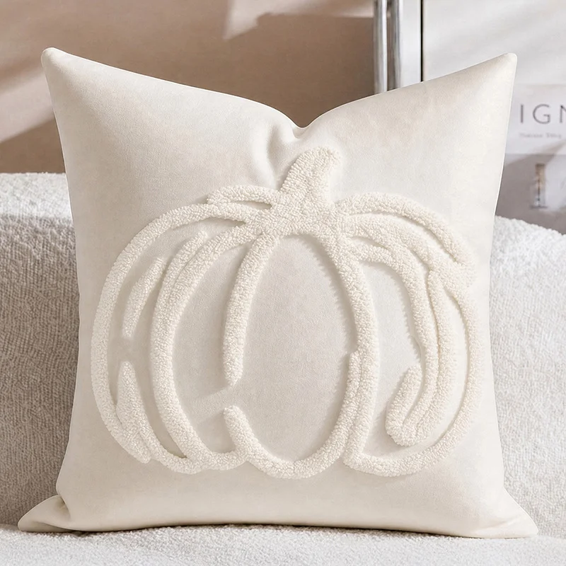 Pumpkin Embroidered Pillow Cover