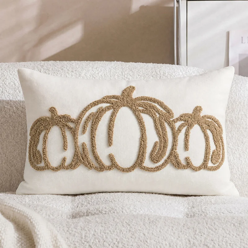 Pumpkin Embroidered Pillow Cover
