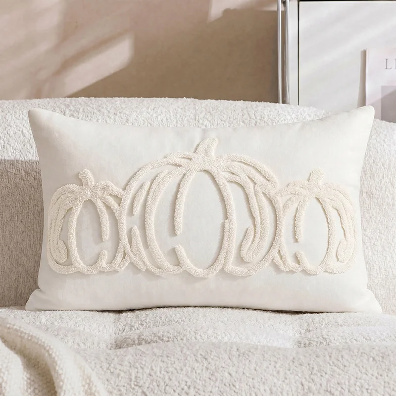 Pumpkin Embroidered Pillow Cover