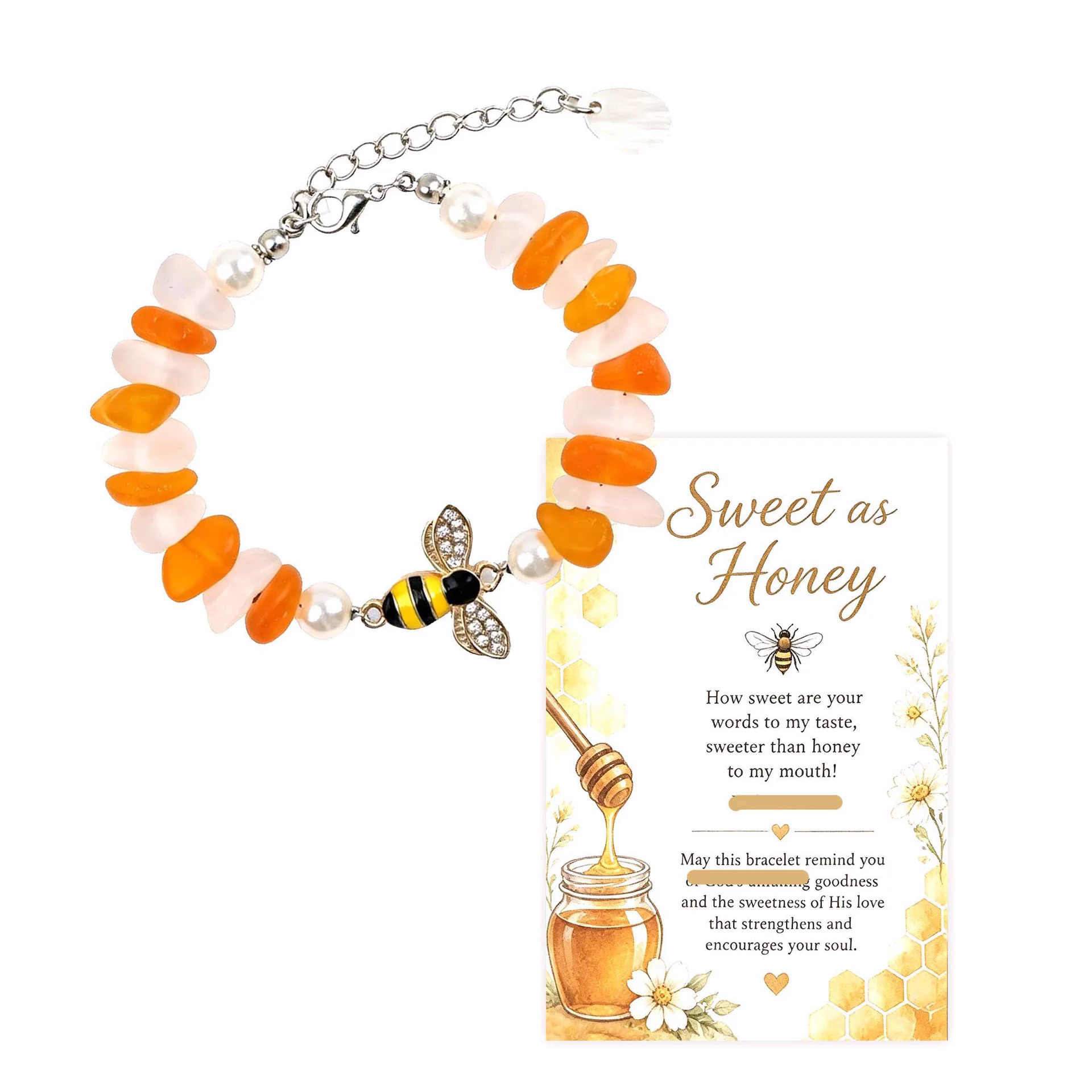 Sea Glass Animal Charm Bracelet — Bee