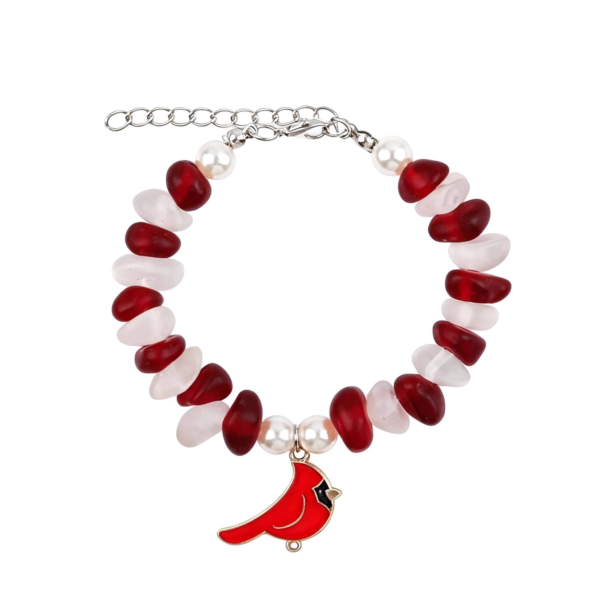 Sea Glass Animal Charm Bracelet — Cardinal