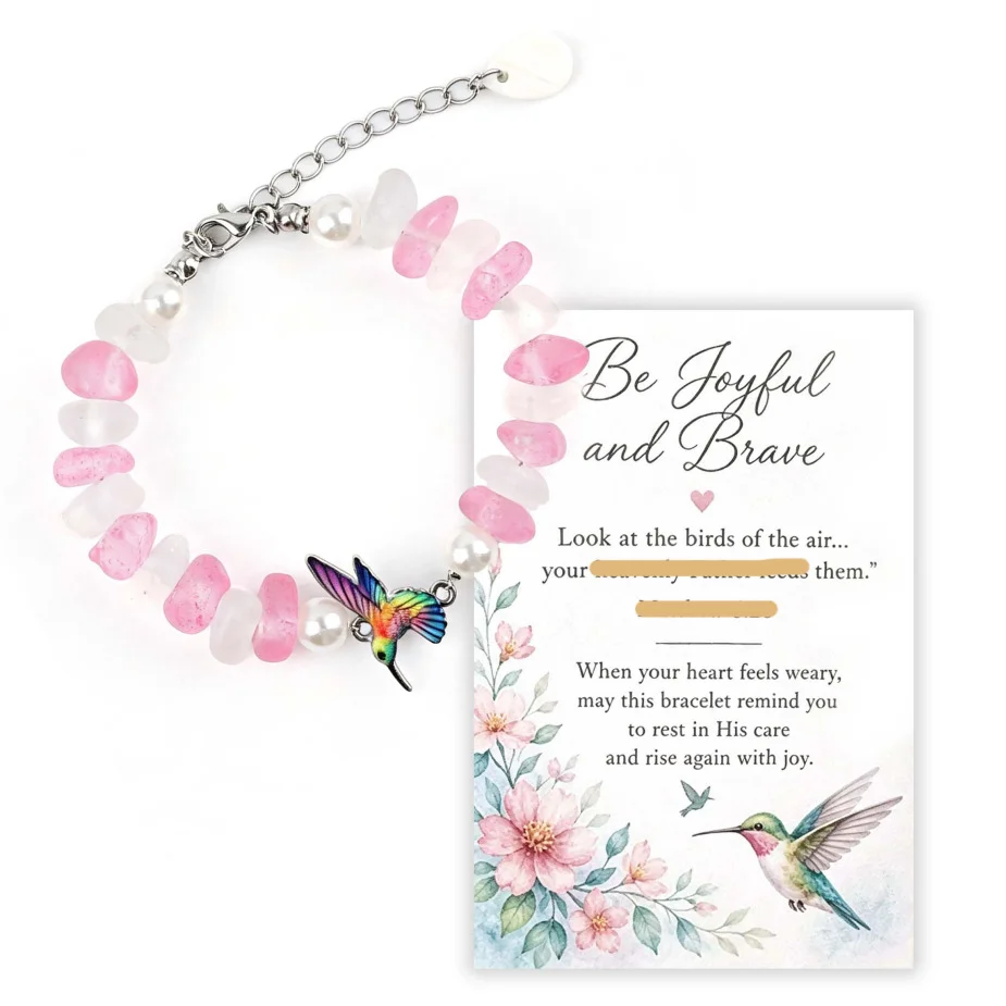 Sea Glass Animal Charm Bracelet — Hummingbird