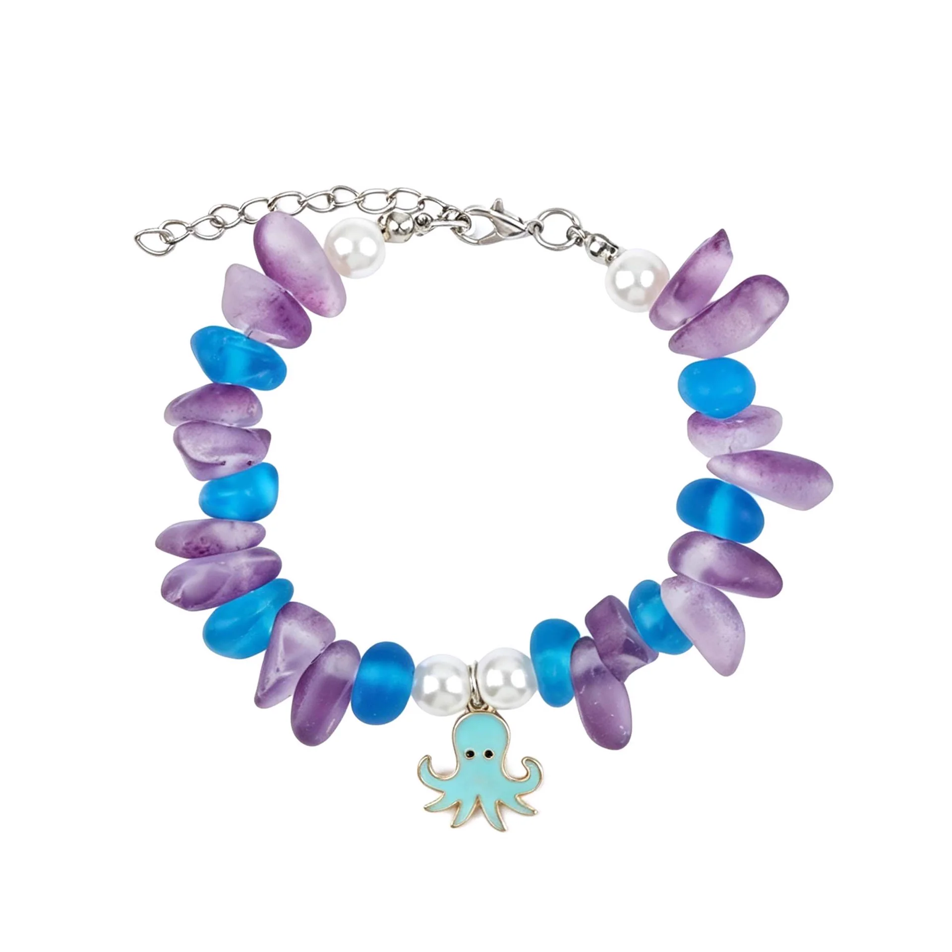 Sea Glass Animal Charm Bracelet — Octopus