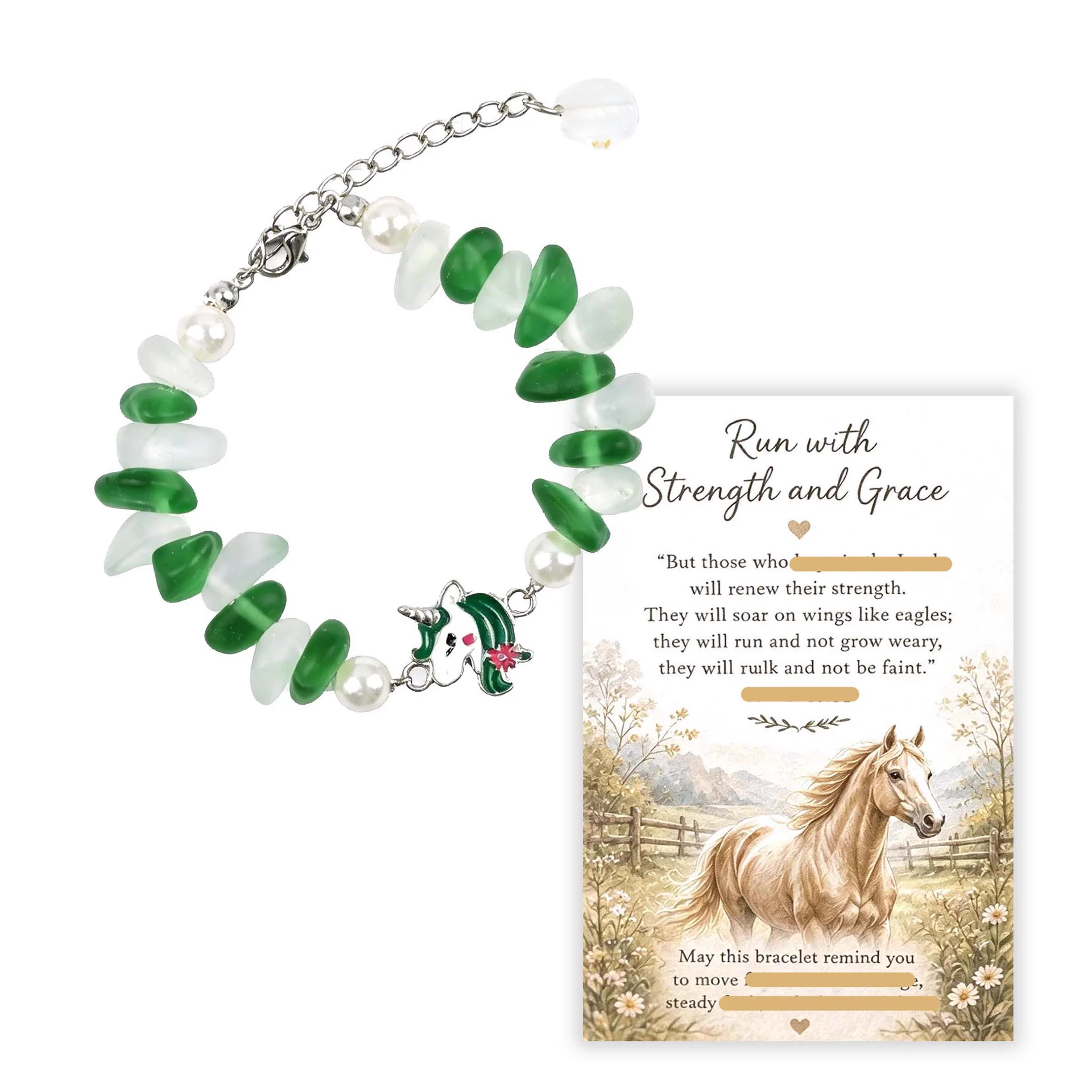Sea Glass Animal Charm Bracelet — Unicorn